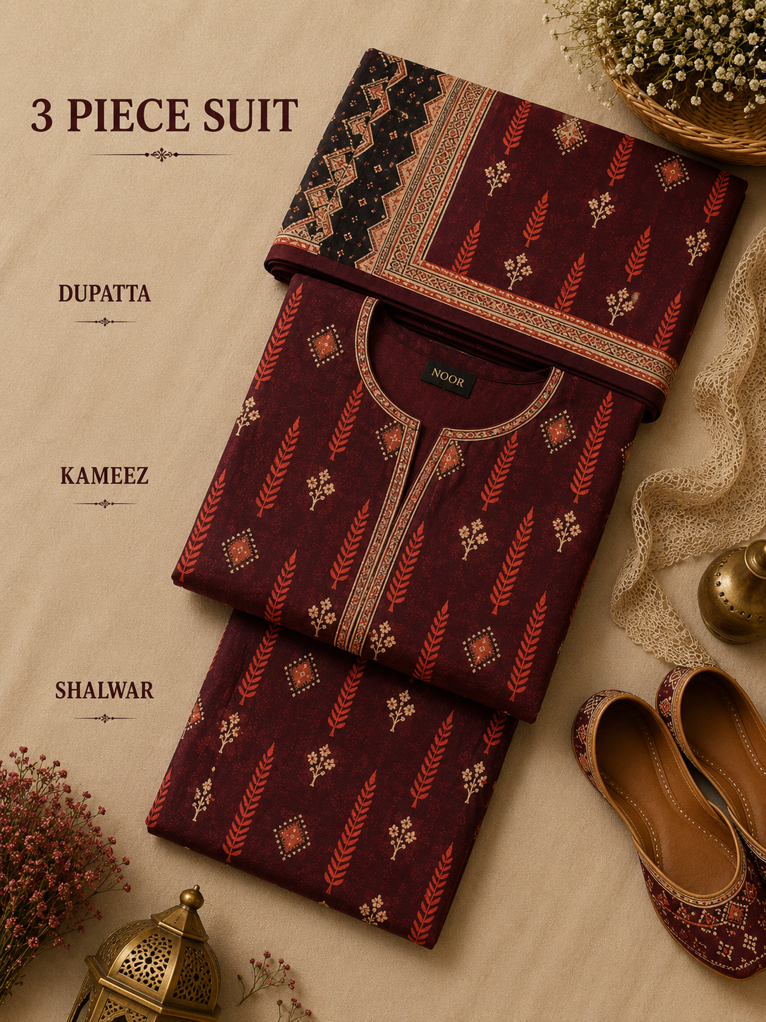 Signature Premium Unstitched 3PC Regal Lawn Suit - M1602