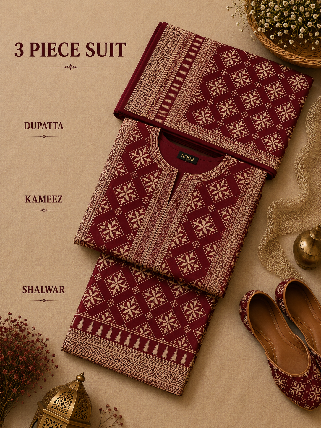 Signature Premium Unstitched 3PC Regal Lawn Suit - M1609