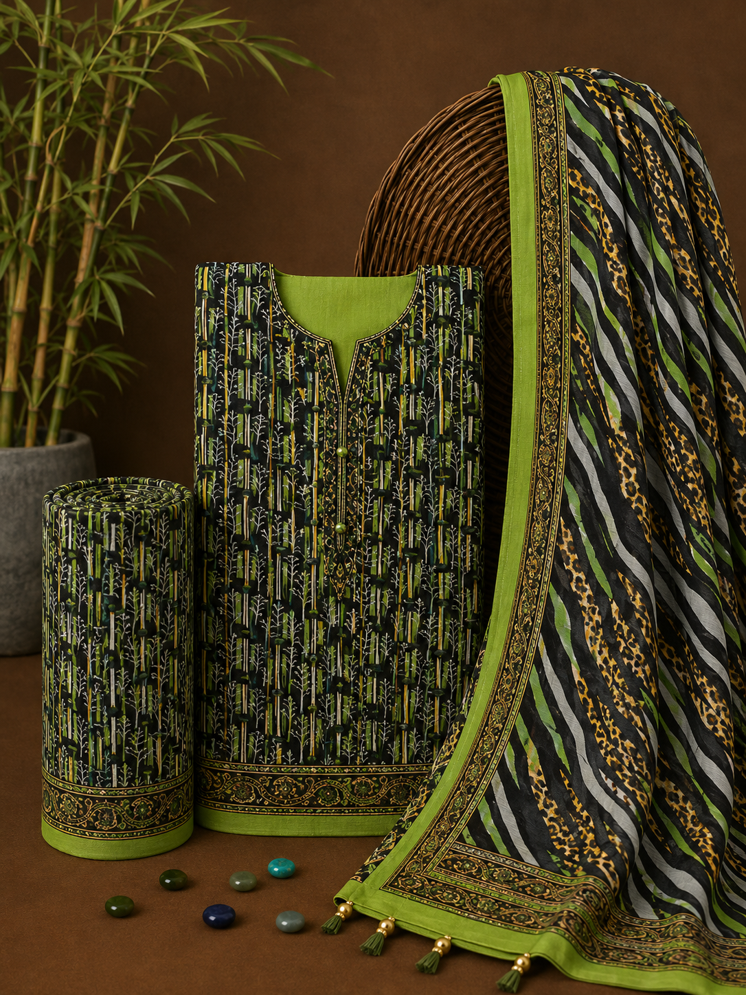 Signature Premium Unstitched 3PC Noble Lawn Suit - T1201