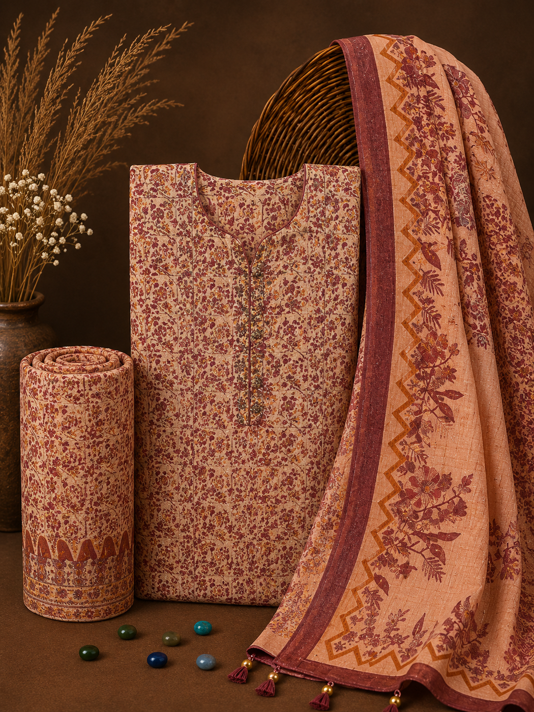 Signature Premium Unstitched 3PC Noble Lawn Suit - T1204