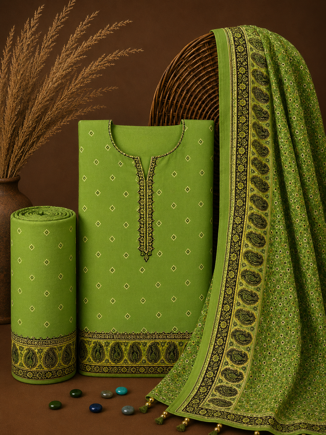 Signature Premium Unstitched 3PC Noble Lawn Suit - T1205