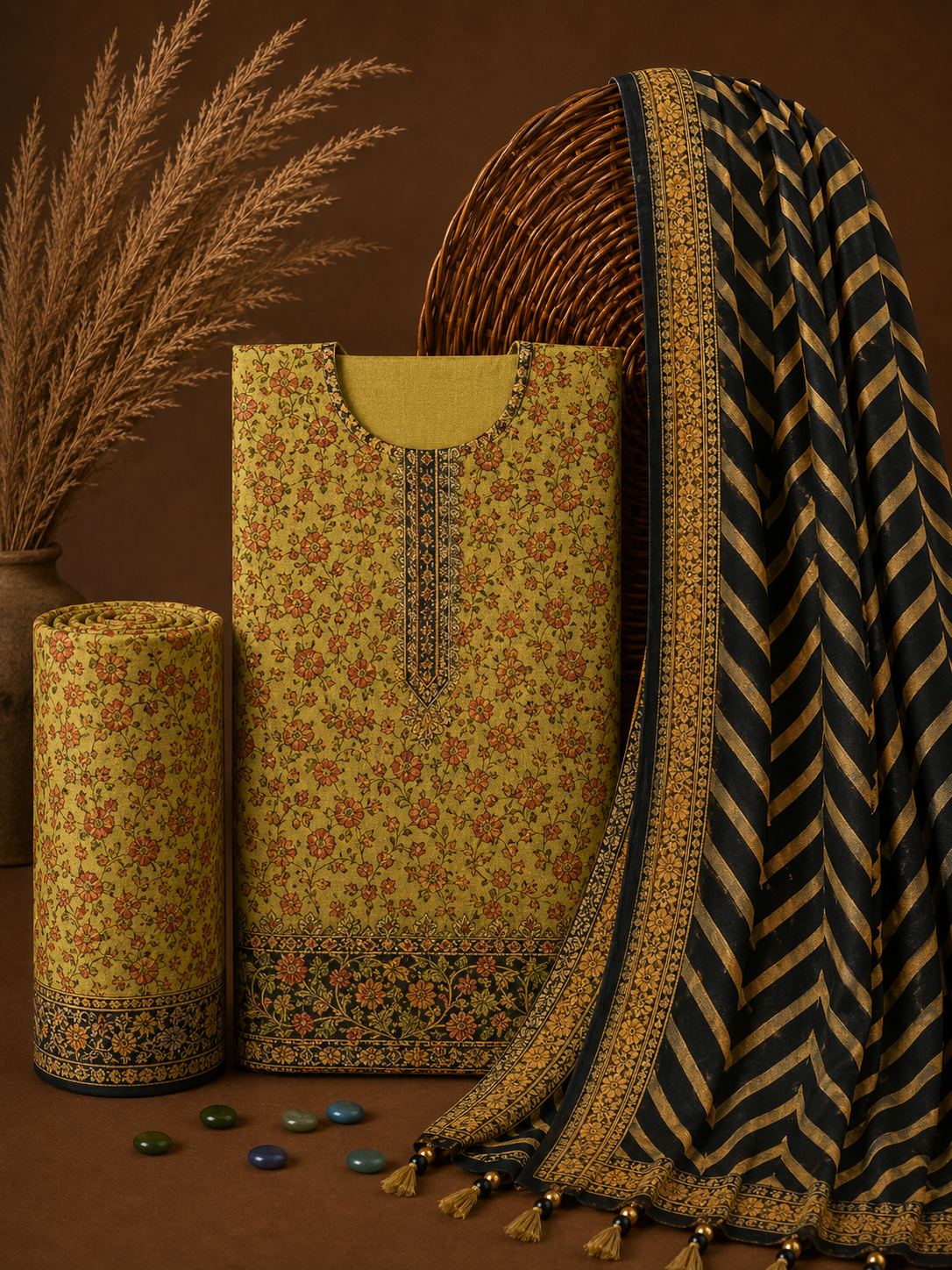 Signature Premium Unstitched 3PC Noble Lawn Suit - T1210