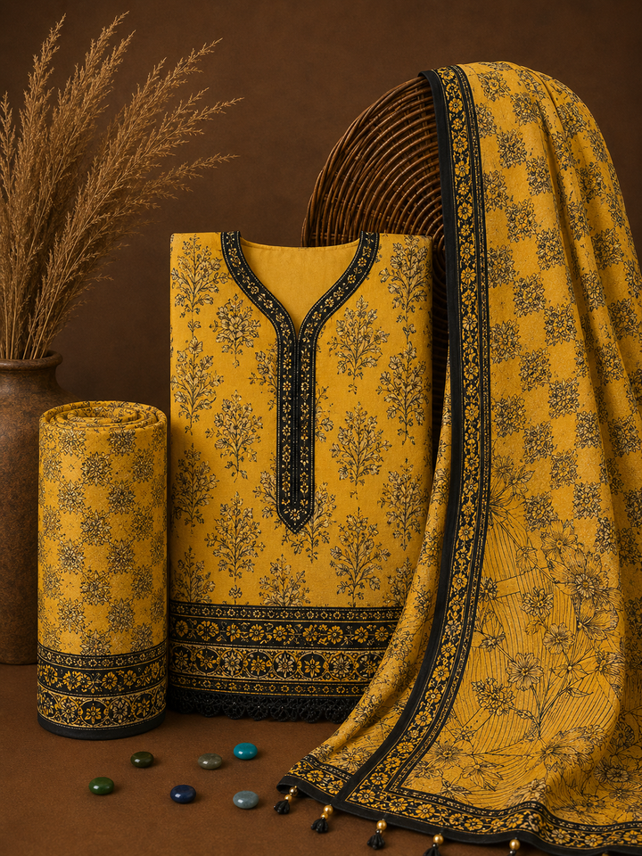 Signature Premium Unstitched 3PC Noble Lawn Suit - T1211