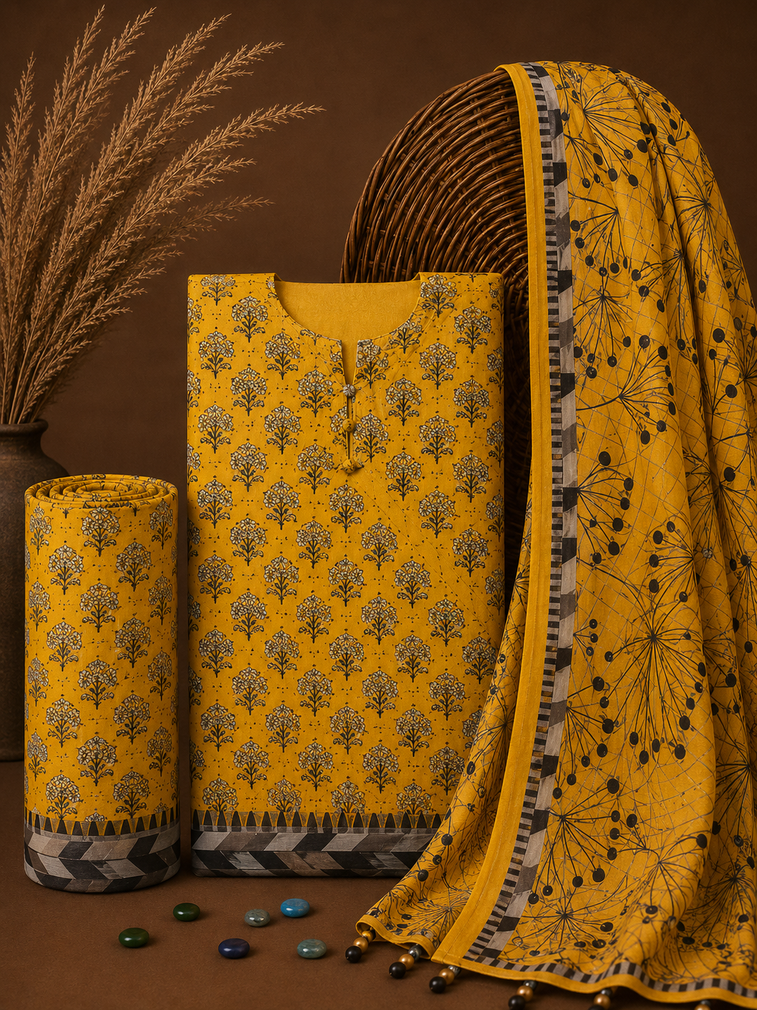 Signature Premium Unstitched 3PC Noble Lawn Suit - T1213