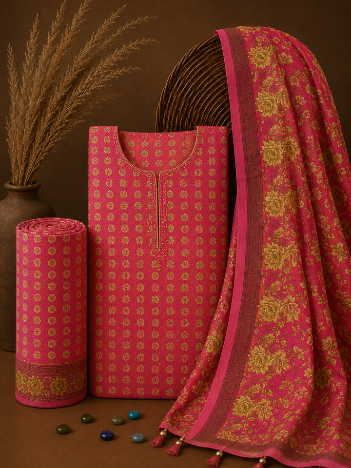 Signature Premium Unstitched 3PC Noble Lawn Suit - T1214