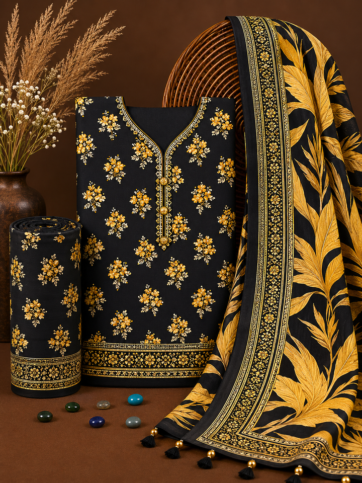 Signature Premium Unstitched 3PC Noble Lawn Suit - T1216