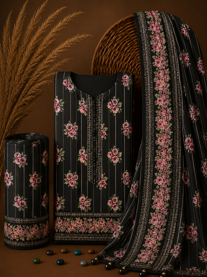 Signature Premium Unstitched 3PC Noble Lawn Suit - T1306