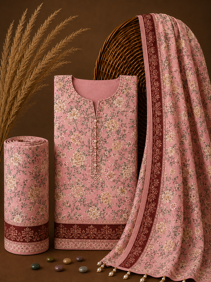 Signature Premium Unstitched 3PC Noble Lawn Suit - T1309
