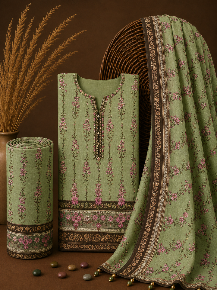 Signature Premium Unstitched 3PC Noble Lawn Suit - T1314