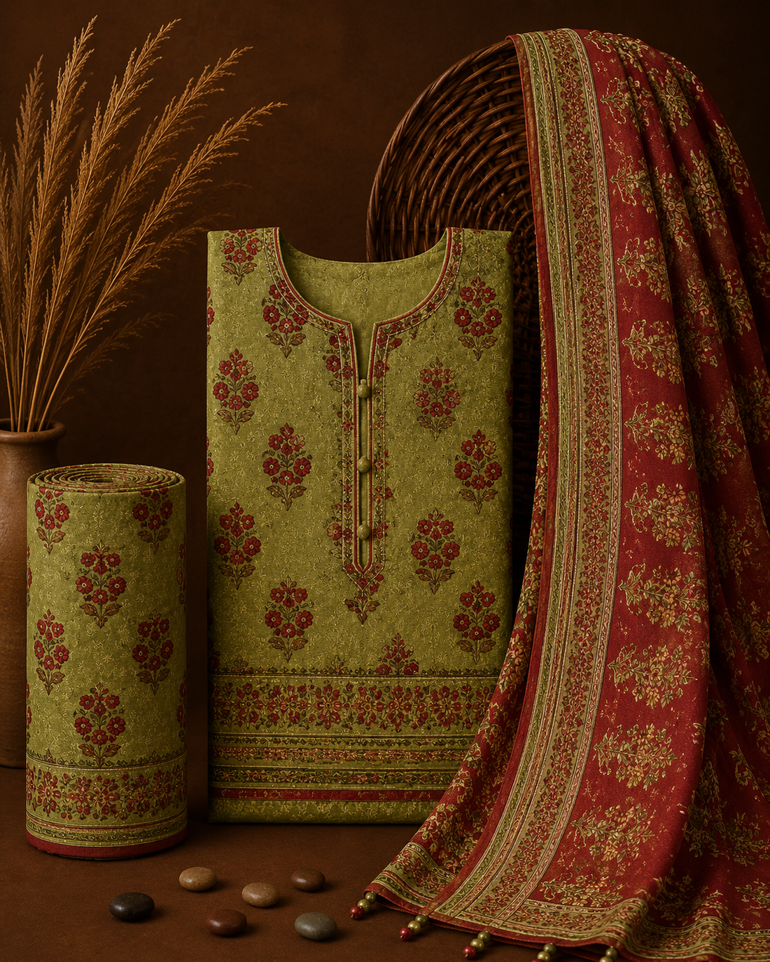 Signature Premium Unstitched 3PC Noble Lawn Suit - T1404