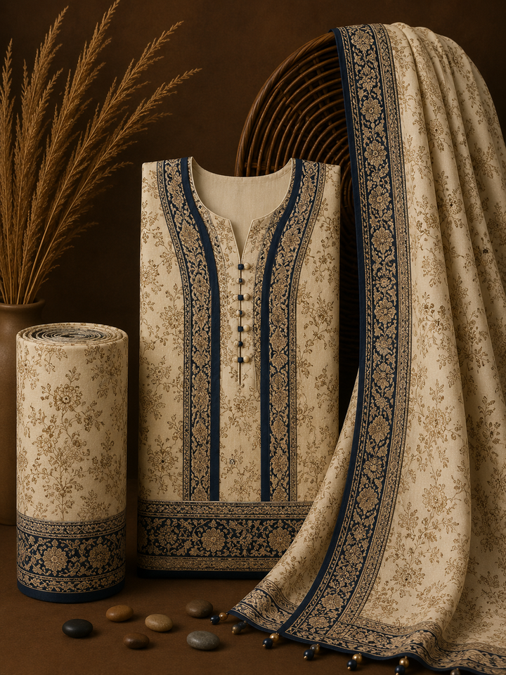 Signature Premium Unstitched 3PC Noble Lawn Suit - T1406