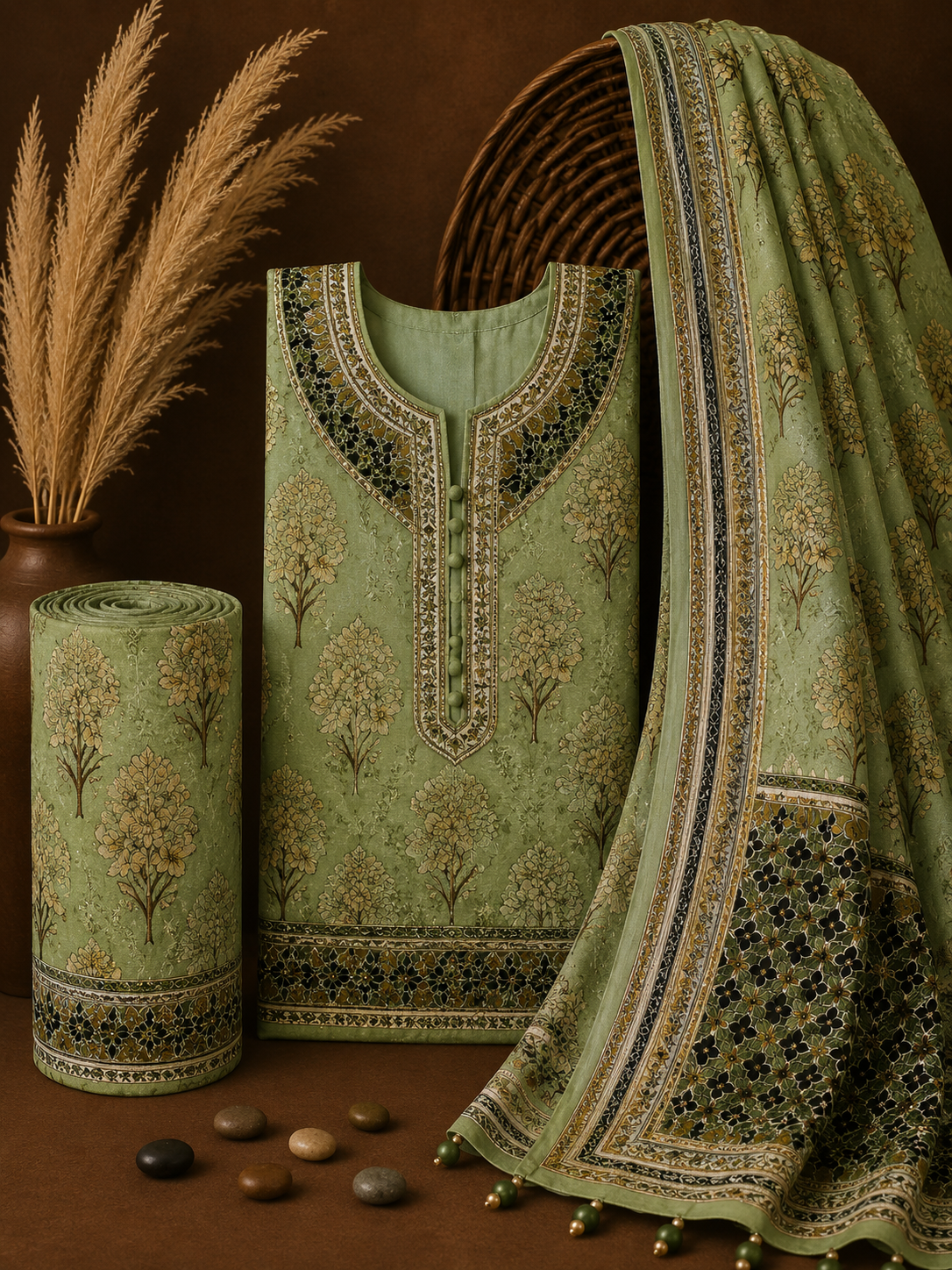 Signature Premium Unstitched 3PC Noble Lawn Suit - T1410