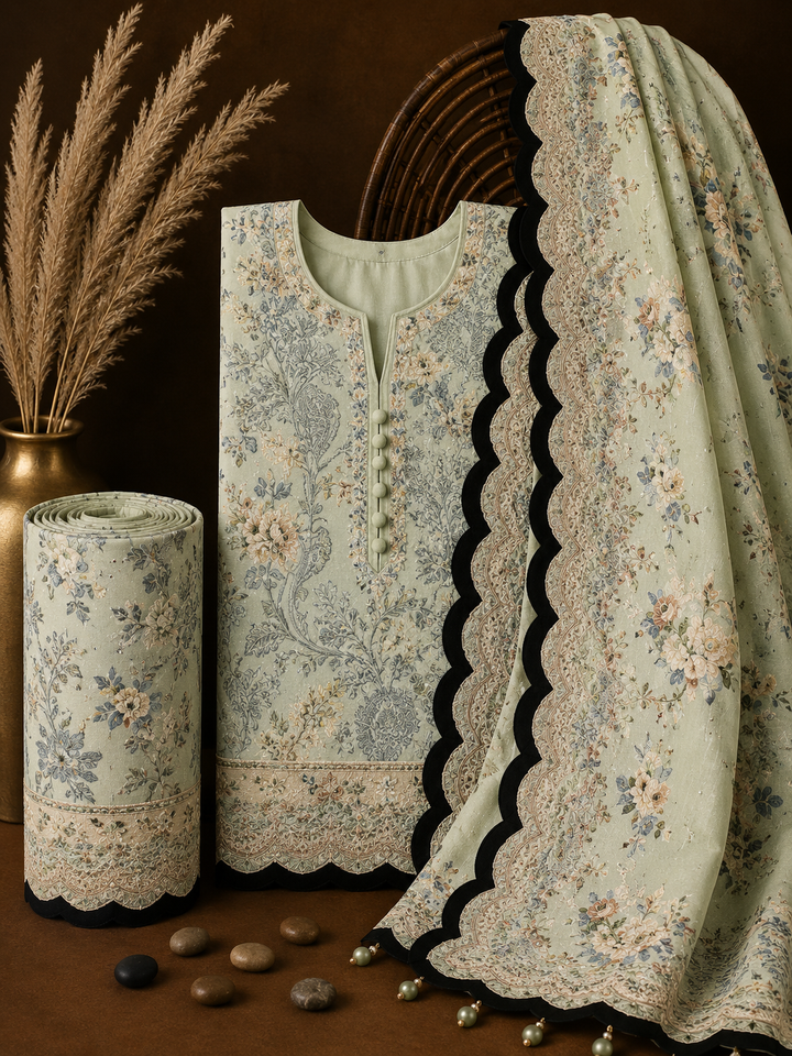 Signature Premium Unstitched 3PC Noble Lawn Suit - T1414