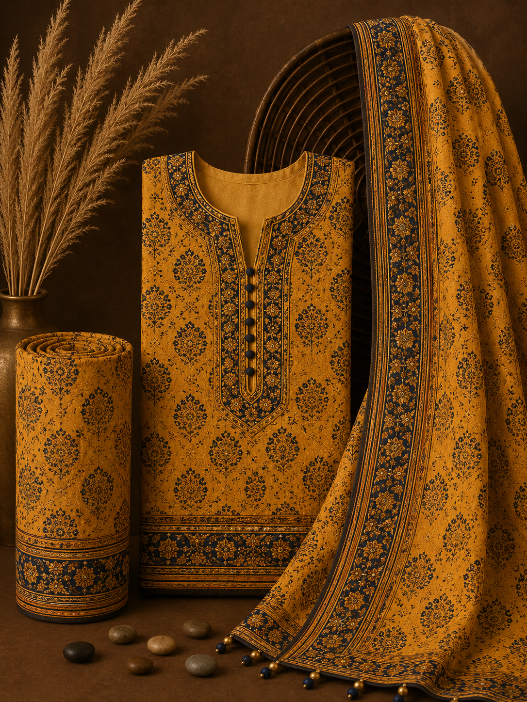 Signature Premium Unstitched 3PC Noble Lawn Suit - T1416