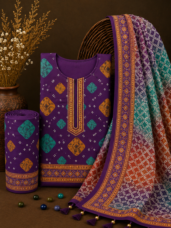Signature Premium Unstitched 3PC Noble Lawn Suit - T1506
