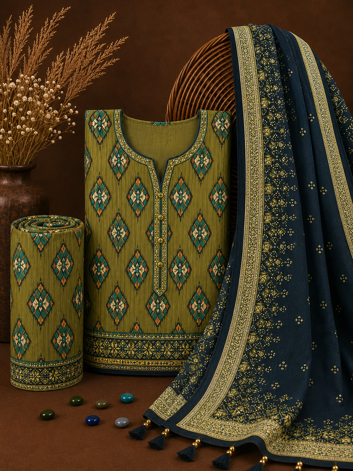 Signature Premium Unstitched 3PC Noble Lawn Suit - T1511