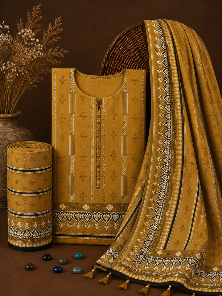 Signature Premium Unstitched 3PC Noble Lawn Suit - T1513