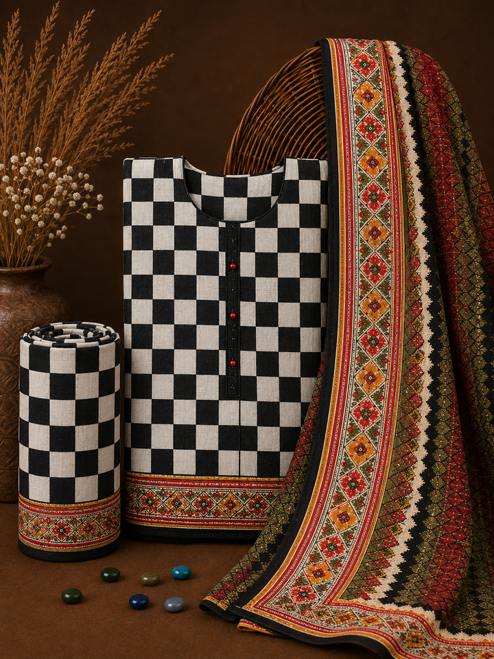 Signature Premium Unstitched 3PC Noble Lawn Suit - T1514