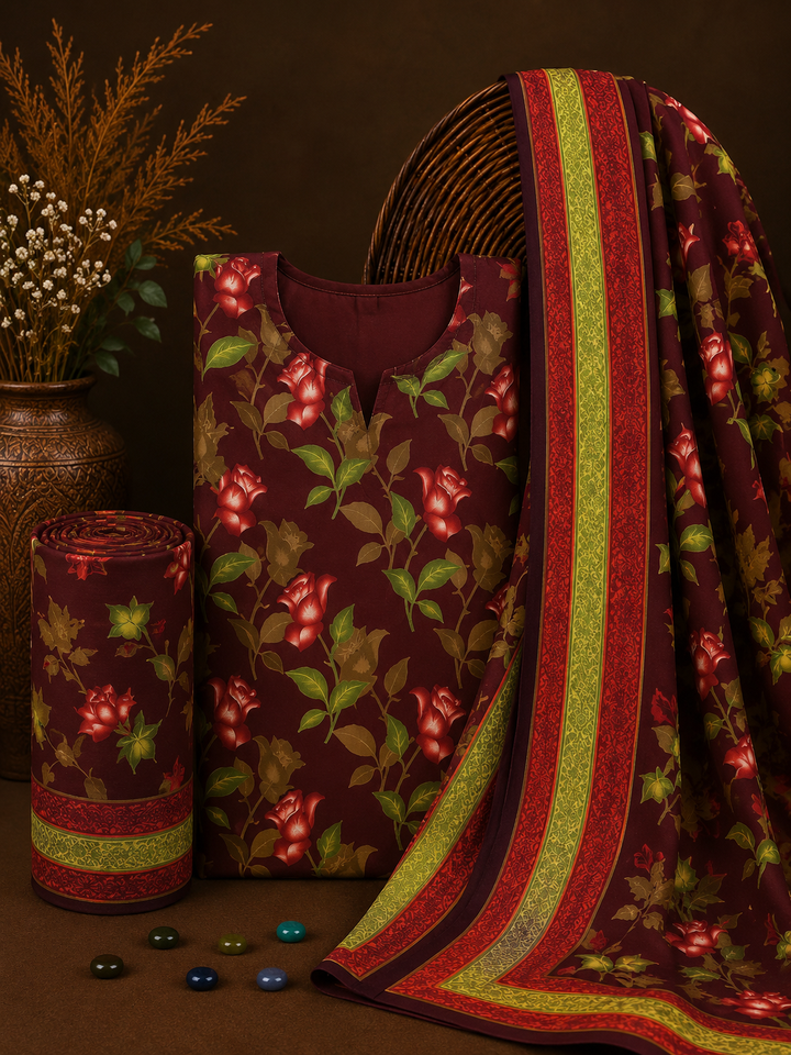 Signature Premium Unstitched 3PC Noble Lawn Suit - T1516