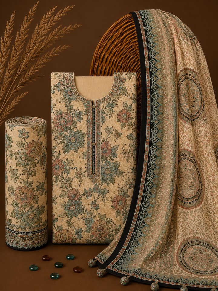 Signature Premium Unstitched 3PC Noble Lawn Suit - T1604