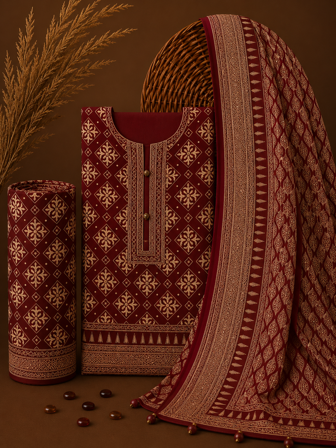 Signature Premium Unstitched 3PC Noble Lawn Suit - T1609