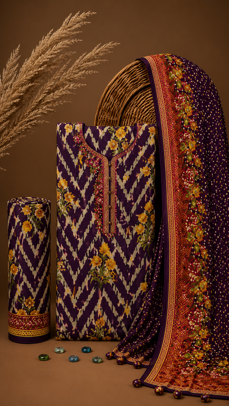 Signature Premium Unstitched 3PC Noble Lawn Suit - T1616