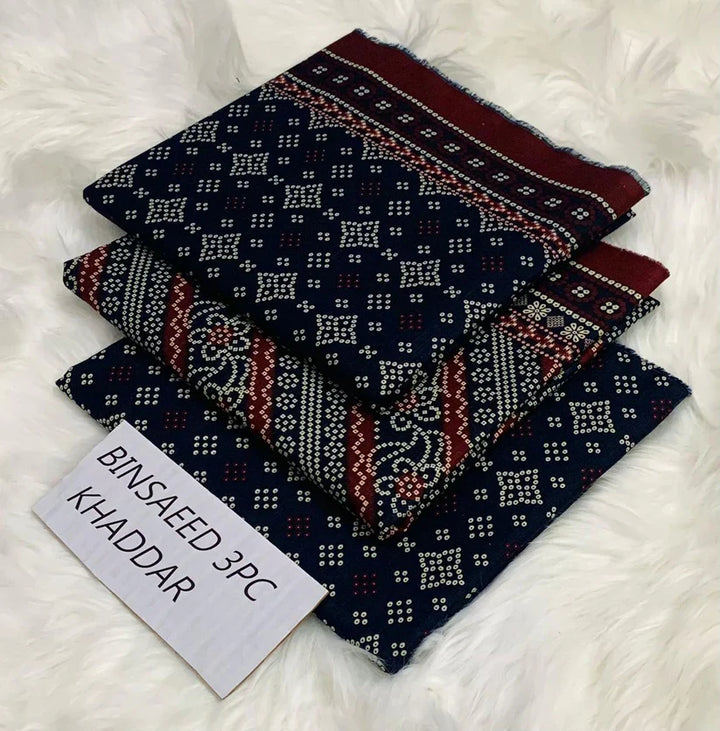 BS KHADDAR UNSTITCHED 3PC SUIT - U26