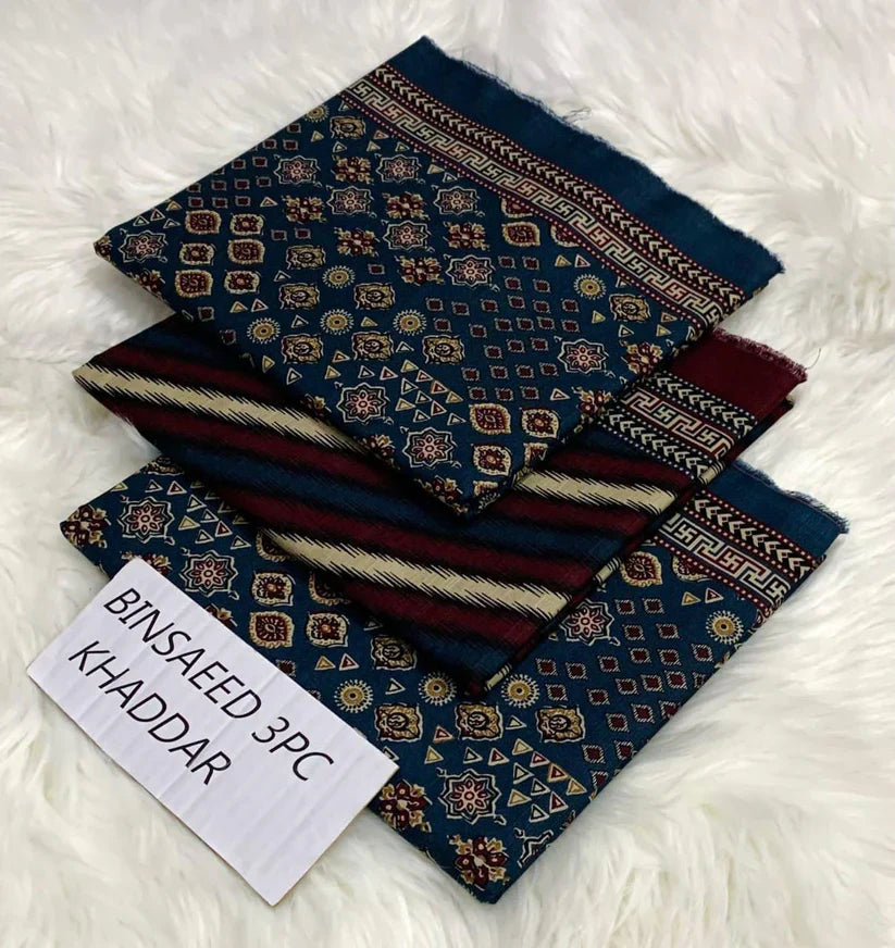 BS KHADDAR UNSTITCHED 3PC SUIT - U38