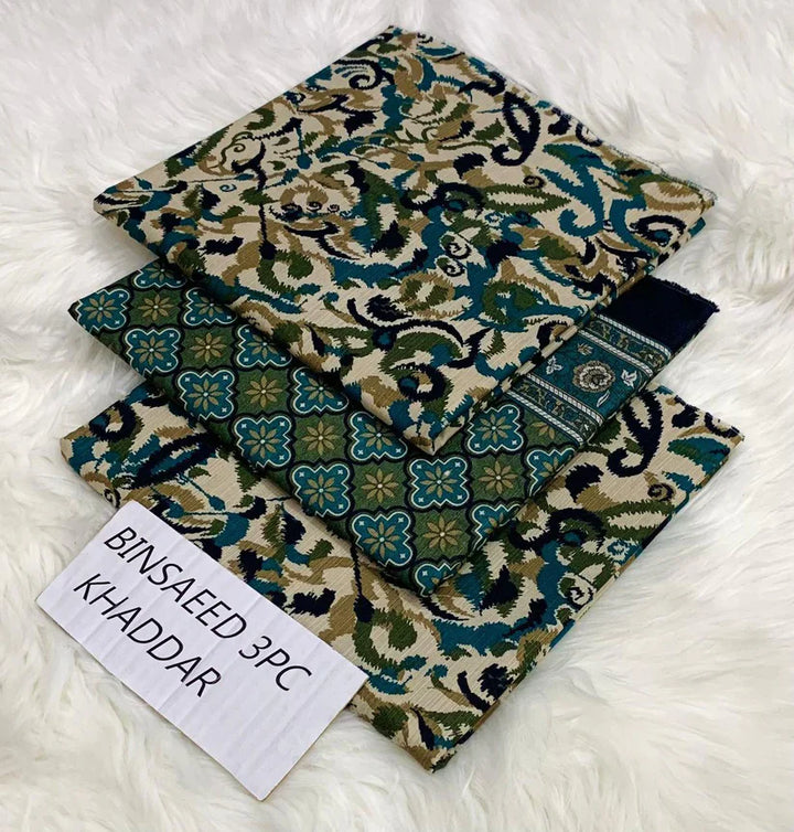 BS KHADDAR UNSTITCHED 3PC SUIT - U37