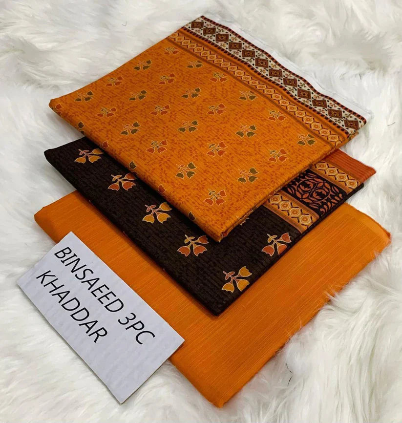 BS KHADDAR UNSTITCHED 3PC SUIT - U45