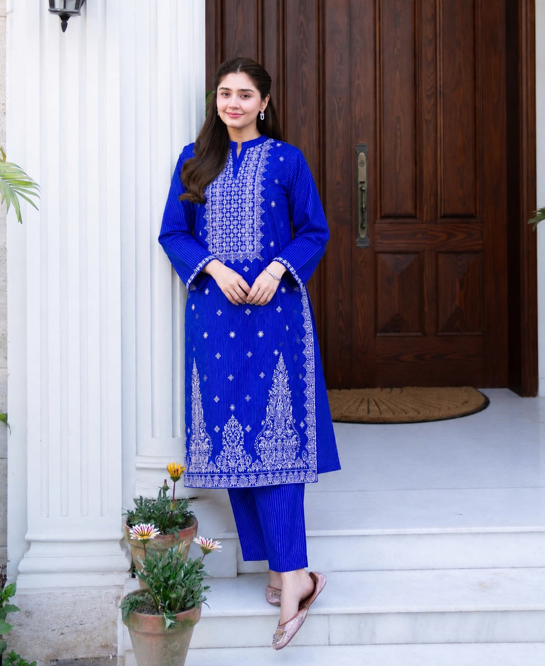 2 Pc Stitched Lawn Suit - PRET - D-02-BLU
