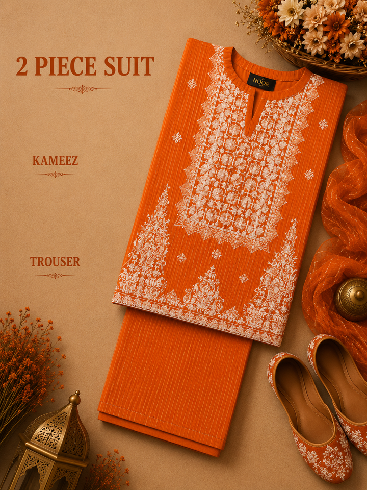 2 Pc Stitched Lawn Suit - PRET - D-02-ORG